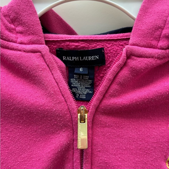 Pink full-zip Polo Ralph Lauren girls hoodie size 6 - Picture 4 of 5